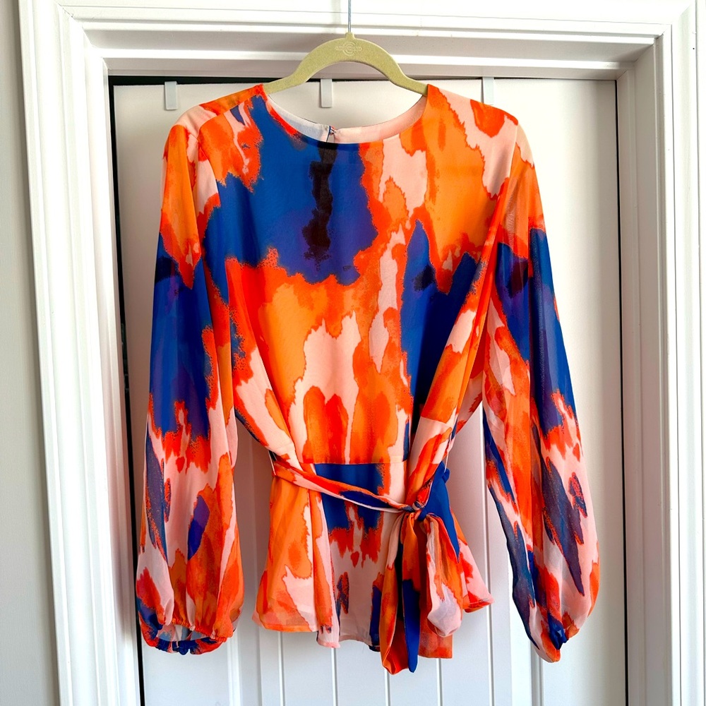 Vibrant Orange and Blue Women's Top